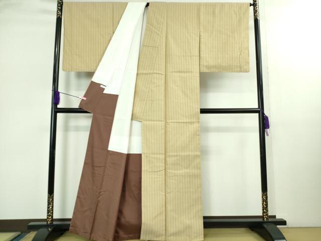 平和屋本店●極上　山下八百子　本場黄八丈　市松綾織　紬　逸品　DZAB2966kh6