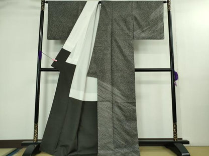 平和屋本店●極上　石川県指定無形文化財　牛首紬　白山工房　手織り　訪問着　刺繍　輪重ね　霞文　証紙付き　逸品　DZAB2968kh6