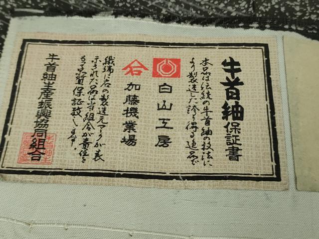 平和屋本店●極上　石川県指定無形文化財　牛首紬　白山工房　手織り　訪問着　刺繍　輪重ね　霞文　証紙付き　逸品　DZAB2968kh6