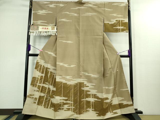 平和屋本店●極上　現代の名工　京友禅 村田道宣　石川県指定無形文化財　牛首紬　白山工房　手織り　白樺　証紙付き　逸品　DZAB2969kh6