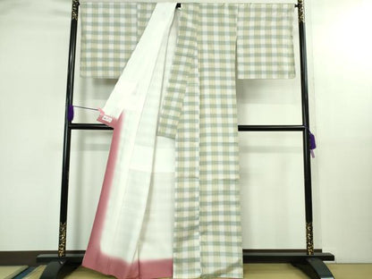 平和屋着物●極上　紬　さくらんぼ紋織　宝来織　ほのか　近賢織物謹製　やまと誂製　反端付き　逸品　未使用　DZAB2972kh6