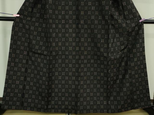 平和屋本店●極上　花織　紬　黒地　逸品　DZAB2974kh6