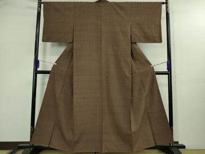 平和屋着物●極上　本場結城紬　重要無形文化財　色無地　憲法色地　逸品　DZAB2975kh6
