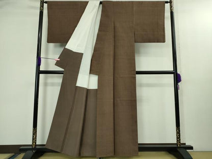 平和屋着物●極上　本場結城紬　重要無形文化財　色無地　憲法色地　逸品　DZAB2975kh6