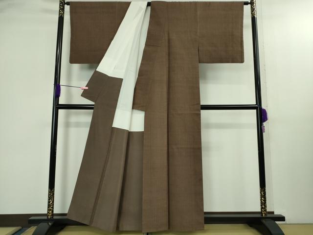 平和屋着物●極上　本場結城紬　重要無形文化財　色無地　憲法色地　逸品　DZAB2975kh6