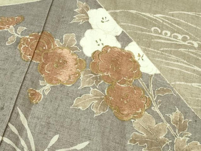 平和屋本店●極上　創業460年・千總　訪問着　本場結城紬地　刺繍　切嵌四季花文　逸品　DZAB2978kh6