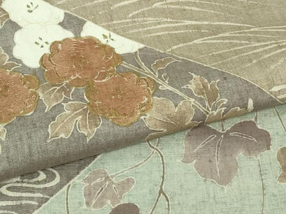 平和屋本店●極上　創業460年・千總　訪問着　本場結城紬地　刺繍　切嵌四季花文　逸品　DZAB2978kh6