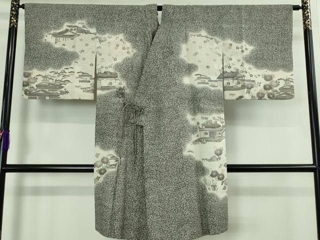 平和屋着物＃極上　染織の名門　しょうざん  生紬　道中着　ロング丈　御所解文　逸品　DZAB2979kh6