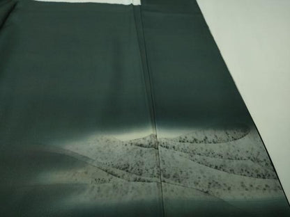 平和屋着物●極上　訪問着　作家物　シルクロード　駱駝　ラクダ　暈し染め　銀彩　百入茶色地　ロング丈　逸品　未使用　DZAB2983kh6
