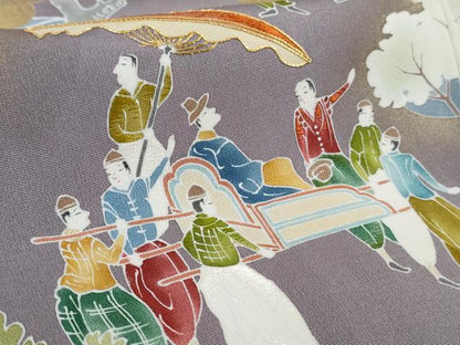 平和屋本店●極上　創業460年・千總　色留袖　駒刺繍　南蛮船　人物文　浅紫色地　金彩　逸品　DZAB2985kh6