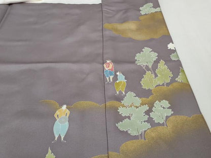 平和屋本店●極上　創業460年・千總　色留袖　駒刺繍　南蛮船　人物文　浅紫色地　金彩　逸品　DZAB2985kh6