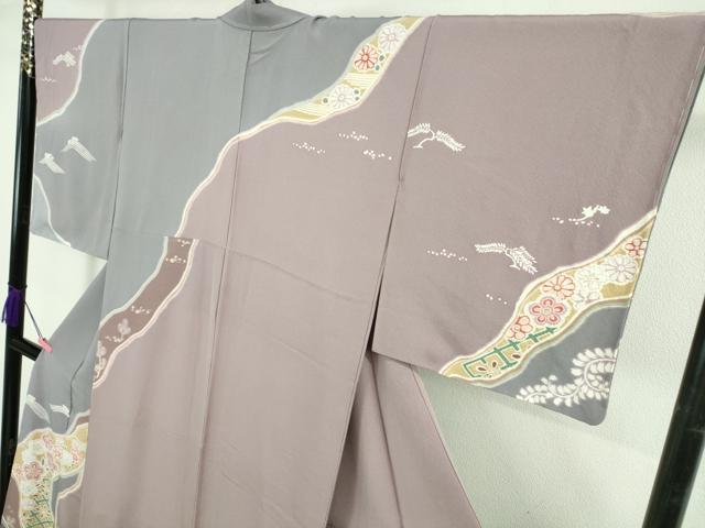 平和屋着物●極上　十日町　名門　滝泰謹製　訪問着　道長飛鶴文　暈し染め　金彩　逸品　未使用　DZAB2986kh6