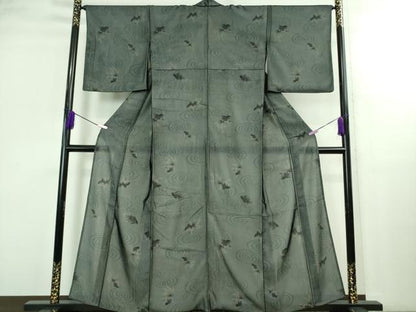 平和屋本店▽極上 小紋 無双 紗×絽 金魚 黒地 逸品 DZAB2988kh6