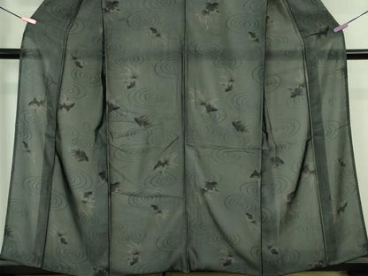 平和屋本店▽極上 小紋 無双 紗×絽 金魚 黒地 逸品 DZAB2988kh6