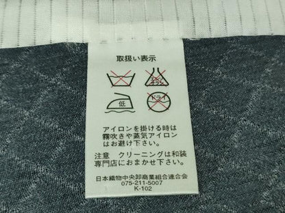 平和屋着物＊極上 夏物 小紋 網目菱紋紗 十五夜 兎 うさぎ 餅つき 舞桜 濃藍色地 逸品 DZAB2993kh6
