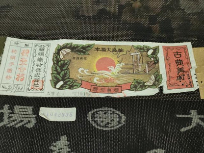 平和屋着物●極上　都喜ヱ門　本場大島紬　9マルキ　純泥染　草花文　藤絹織物謹製　証紙付き　逸品　未使用　DZAB2997kh6