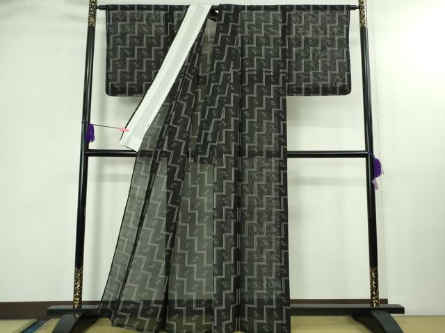 平和屋着物＊極上　夏物　本場琉球絣　夏琉球　青褐色地　反端付き　逸品　未使用　DZAB3002kh6