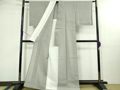 平和屋着物▽極上 本塩沢 やまだ織 単衣 内田フサ作 霞色 京都きもの友禅扱い 証紙付き 逸品 未使用 DZAB3003kh6