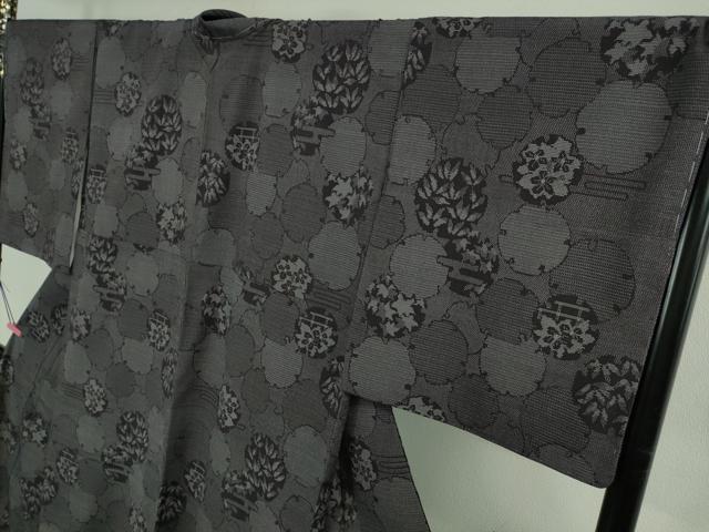 平和屋本店●極上　本塩沢　袷　180亀甲　手織絣　雪輪重ね　酒井織物謹製　証紙付き　ロング丈　逸品　未使用　DZAB3004kh6