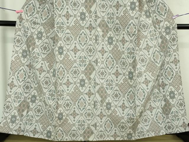 平和屋着物▽極上 本塩沢 単衣 名物裂菱文 証紙付き 逸品 未使用 DZAB3005kh6