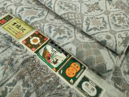 平和屋着物▽極上 本塩沢 単衣 名物裂菱文 証紙付き 逸品 未使用 DZAB3005kh6