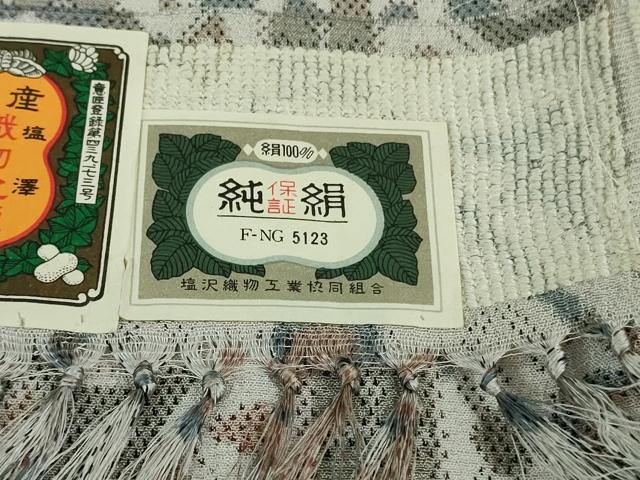 平和屋着物▽極上 本塩沢 単衣 名物裂菱文 証紙付き 逸品 未使用 DZAB3005kh6