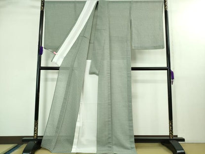 平和屋着物＊極上 夏物 京の名門・菱屋六右ェ門 紬 格子 反端付き 逸品 DZAB3006kh6