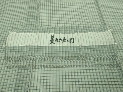平和屋着物＊極上 夏物 京の名門・菱屋六右ェ門 紬 格子 反端付き 逸品 DZAB3006kh6