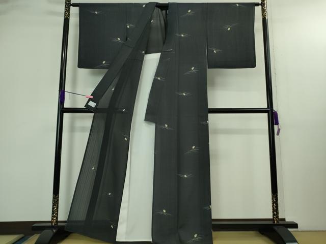 平和屋着物＊極上 夏物 洗える最高級着物 ＜英＞はなぶさ謹製 小紋 蛍 ホタル 蛍暈し 青褐色地 逸品 DZAB3009kh6