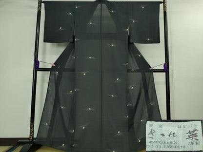 平和屋着物＊極上 夏物 洗える最高級着物 ＜英＞はなぶさ謹製 小紋 蛍 ホタル 蛍暈し 青褐色地 逸品 DZAB3009kh6