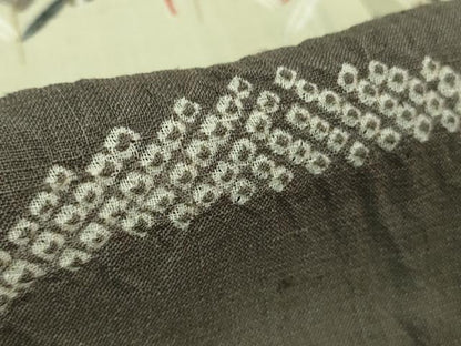 平和屋本店＊極上　夏物　染織の名門　しょうざん  生紬　訪問着　駒刺繍　絞り　白鷺　雲取草葉文　金彩　逸品　DZAB3010kh6