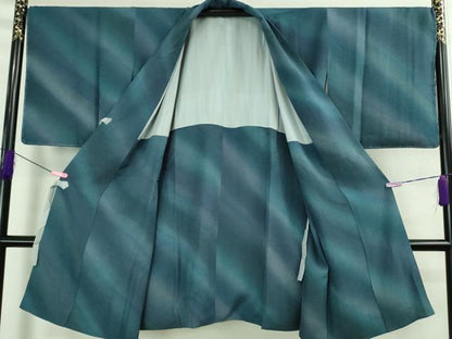 平和屋着物＃極上　道中着　ロング丈　斜線文　暈し染め　逸品　未使用　DZAB3011kh6
