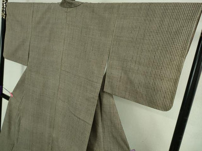平和屋着物●極上　紬　格子　逸品　DZAB3012kh6
