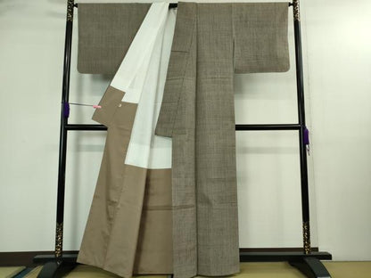 平和屋着物●極上　紬　格子　逸品　DZAB3012kh6