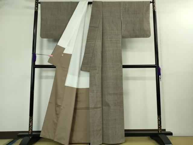 平和屋着物●極上　紬　格子　逸品　DZAB3012kh6