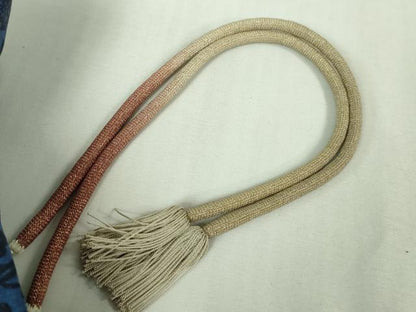 平和屋着物＃極上　長羽織　藍染　型染　流水花文　羽織紐付き　反端付き　逸品　DZAB3013kh6