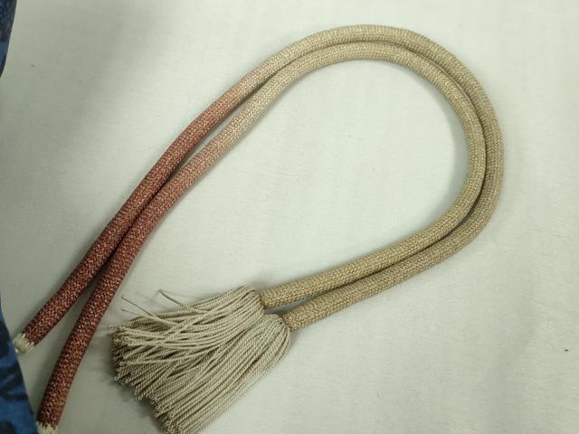 平和屋着物＃極上　長羽織　藍染　型染　流水花文　羽織紐付き　反端付き　逸品　DZAB3013kh6