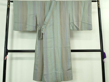 平和屋着物＃極上　道中着　ロング丈　縞　逸品　DZAB3014kh6