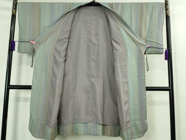 平和屋着物＃極上　道中着　ロング丈　縞　逸品　DZAB3014kh6