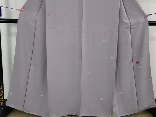 平和屋着物●極上　国際的伝統工芸作家　十二代・藤林徳扇　苑寿　小紋　舞扇　浅紫色地　プラチナ糸使用　逸品　DZAB3017kh6