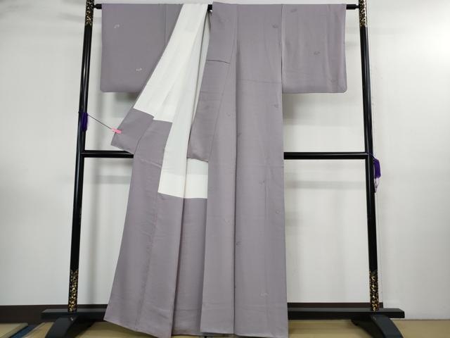 平和屋着物●極上　国際的伝統工芸作家　十二代・藤林徳扇　苑寿　小紋　舞扇　浅紫色地　プラチナ糸使用　逸品　DZAB3017kh6