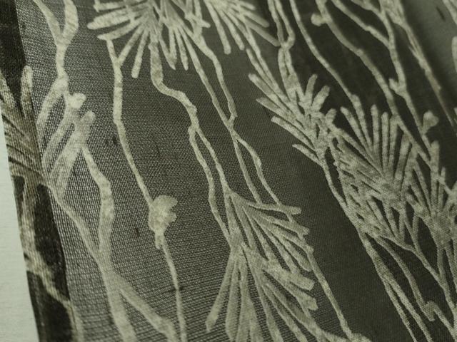 平和屋着物＊極上 夏物 絹芭蕉 京小紋 葉間道 黒紅色地 反端付き 逸品 未使用 DZAB3020kh6