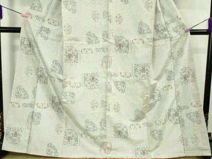 平和屋着物●極上 本場大島紬 白大島 7マルキ 双鳥花文 逸品 DZAB3021kh6