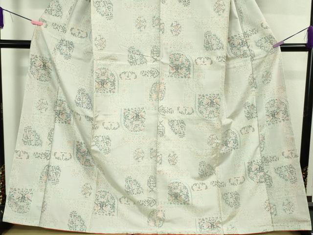 平和屋着物●極上 本場大島紬 白大島 7マルキ 双鳥花文 逸品 DZAB3021kh6