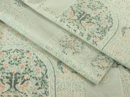 平和屋着物●極上 本場大島紬 白大島 7マルキ 双鳥花文 逸品 DZAB3021kh6