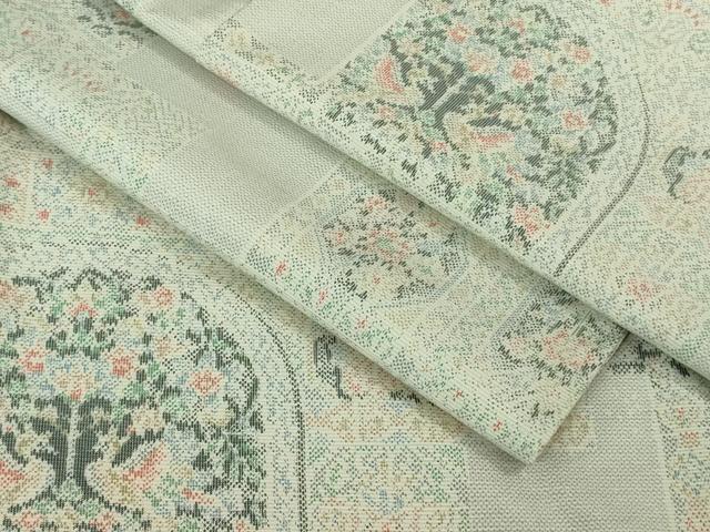 平和屋着物●極上 本場大島紬 白大島 7マルキ 双鳥花文 逸品 DZAB3021kh6