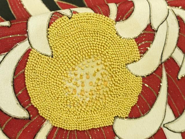平和屋本店●極上　アンティーク　大正ロマン　訪問着　中国三大刺繍　相良刺繍　乱菊　黒地　金彩　逸品　DZAB3025kh6