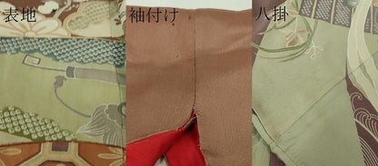 平和屋着物●極上　アンティーク　大正ロマン　振袖　駒刺繍　几帳花文　逸品　DZAB3026kh6