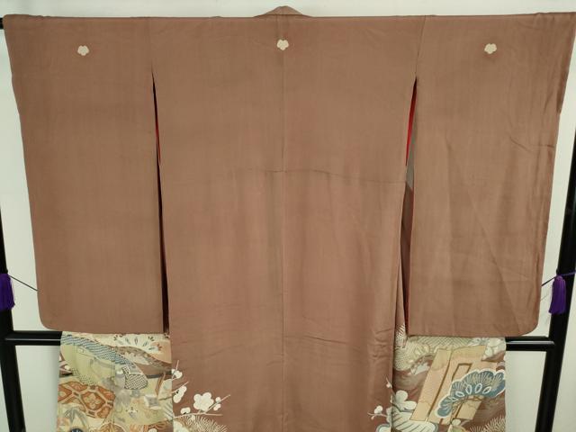 平和屋着物●極上　アンティーク　大正ロマン　振袖　駒刺繍　几帳花文　逸品　DZAB3026kh6