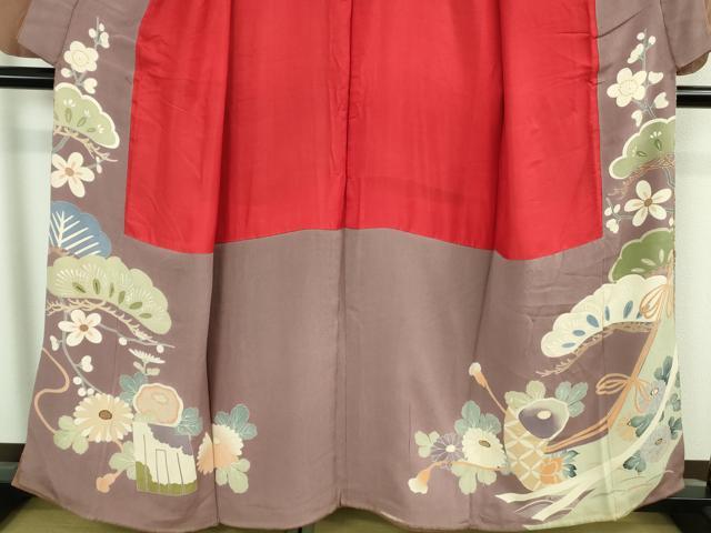 平和屋着物●極上　アンティーク　大正ロマン　振袖　駒刺繍　几帳花文　逸品　DZAB3026kh6